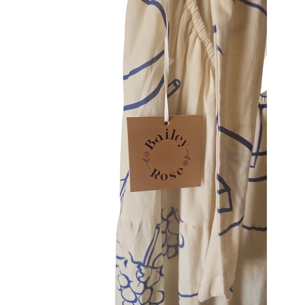 Bailey Rose Cocktail Hour strapless tiered maxi dress martini food  print small - Picture 4 of 5